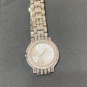 Men's CZ Encrusted Sliver Tone Watch